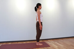 12.息を吐きながら、静かに直立の姿勢に戻して腕を下ろす。